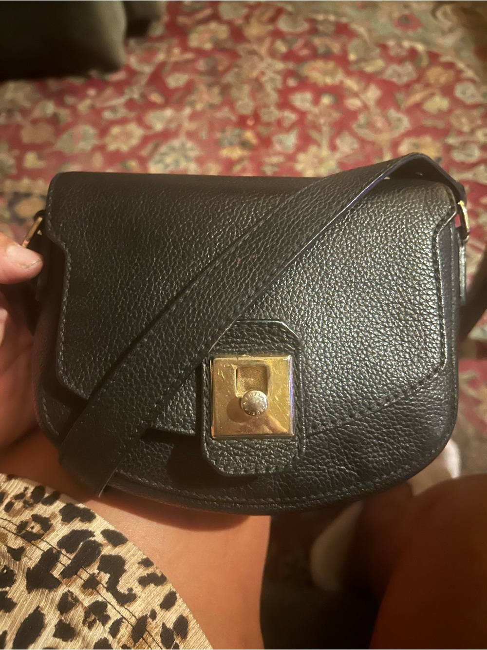 Furla Black Leather Crossbody with Gold-Tone Lock